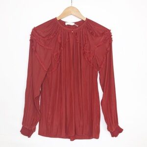 Ramy Brook Burgundy, red silk keyhole, front blouse